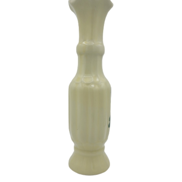 Hand Painted Floral Ceramic Fluted Scalloped Long Neck Amphora Vase Vintage - Picture 3 of 8